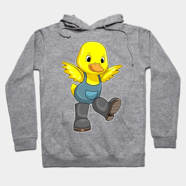 Duck as Farmer with Boots Hoodie by Markus Schnabel